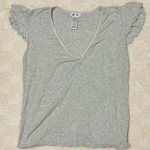 DKNY Gray Pink Bow Shirt Size M